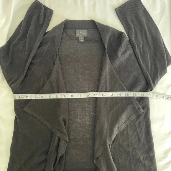 Worthington Black Lightweight 3/4 Sleeve Flyaway Cardigan Size Petite Large - Picture 6 of 6